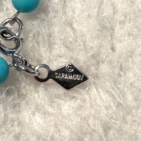 VTG Sarah Coventry Turquoise Blue Silver Fluted Wired Necklace - Picture 5 of 7